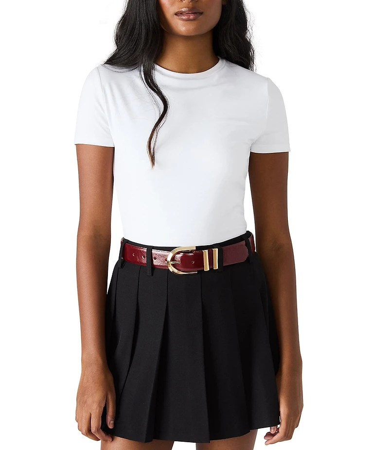 Dillard's 1.37#double; Beveled Round Buckle Glazed Belt