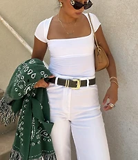 Dillard's 1.41#double; Wide Rim Buckle Textured Belt