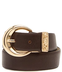 Dillard's 1.5#double; Floral Keeper Micro-Pebble Faux Leather 2 For 1 Belt Set