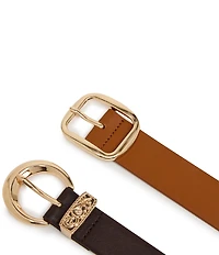 Dillard's 1.5#double; Floral Keeper Micro-Pebble Faux Leather 2 For 1 Belt Set