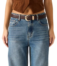 Dillard's 1.5#double; Floral Keeper Micro-Pebble Faux Leather 2 For 1 Belt Set