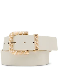 Dillard's 1.57#double; Pearl Overlay Buckle Smooth Belt