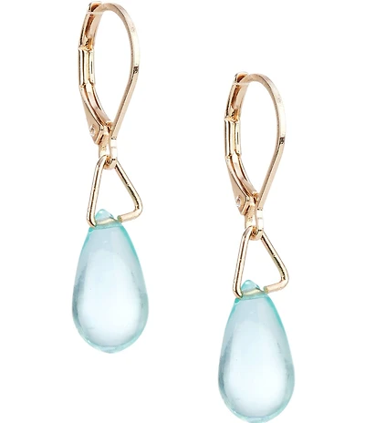 Dillard's Aqua Glass Teardrop Drop Earrings