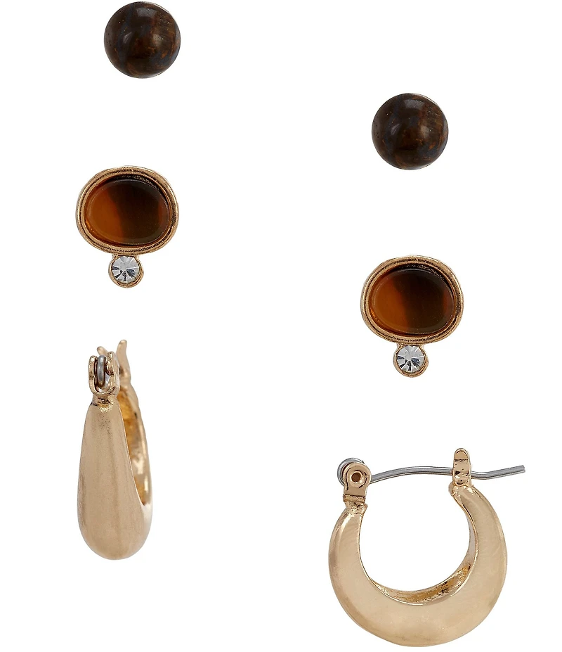 Dillard's Bead Studs And Hoop Earring Set