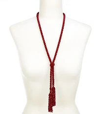 Dillard's Beaded Tassels Long Strand Y Necklace
