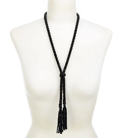 Dillard's Beaded Tassels Long Strand Y Necklace