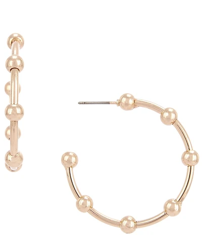 Dillard's Brass Bead Station Wire Hoop Earrings