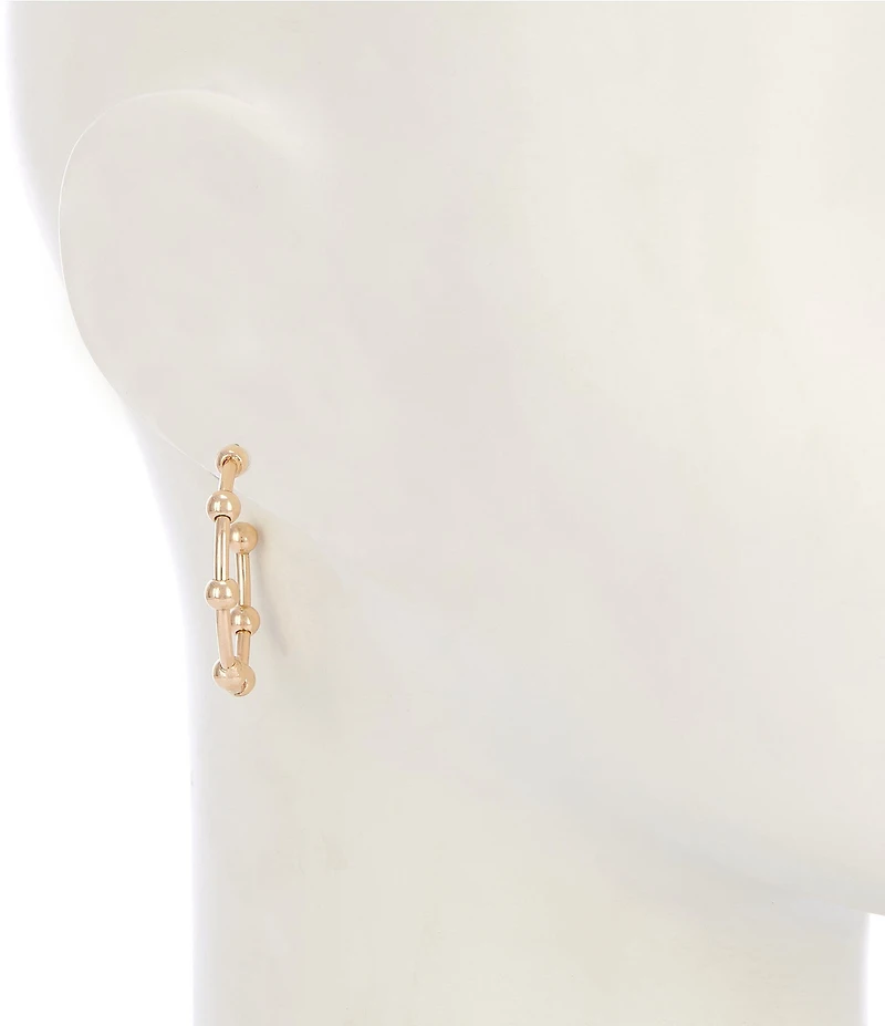 Dillard's Brass Bead Station Wire Hoop Earrings