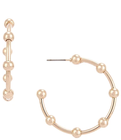 Dillard's Brass Bead Station Wire Hoop Earrings