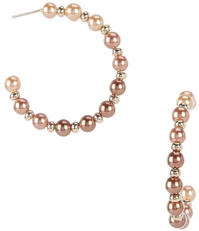 Dillard's Brown Multi Pearl Hoop Earrings