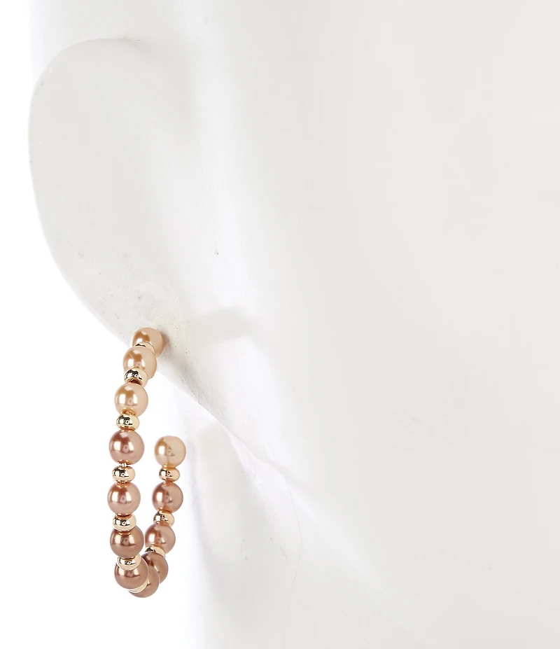 Dillard's Brown Multi Pearl Hoop Earrings