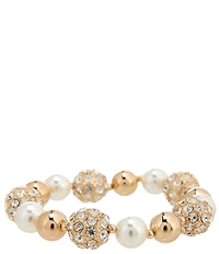 Dillard's Crystal Fireball & Glass Pearl Stretch Bracelet