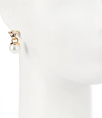 Dillard's Concaved Metal Pearl Drop Door Knocker Drop Earrings