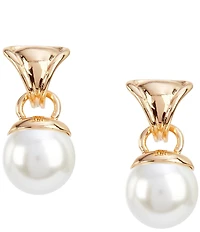 Dillard's Concaved Metal Pearl Drop Door Knocker Drop Earrings