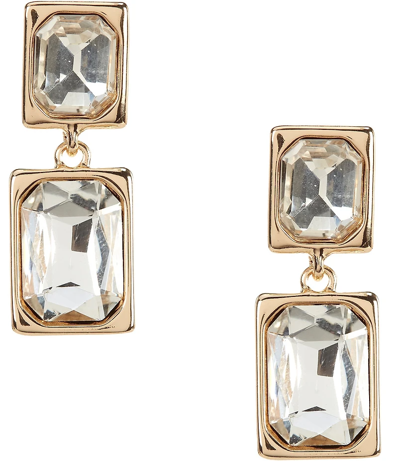 Dillard's Crystal Cushion Square Stone Double Drop Earrings