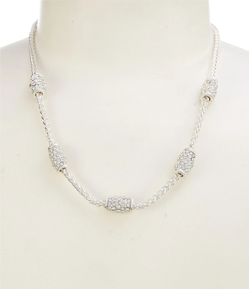 Dillard's Crystal Pave Metal Frontal Short Strand Collar Necklace