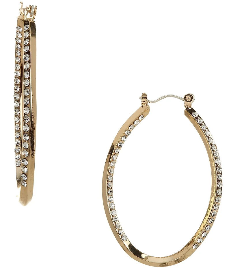 Dillard's Crystal Pave Oval Hoop Earrings