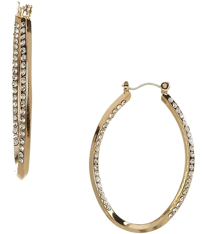Dillard's Crystal Pave Oval Hoop Earrings