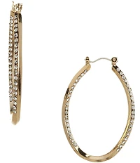 Dillard's Crystal Pave Oval Hoop Earrings