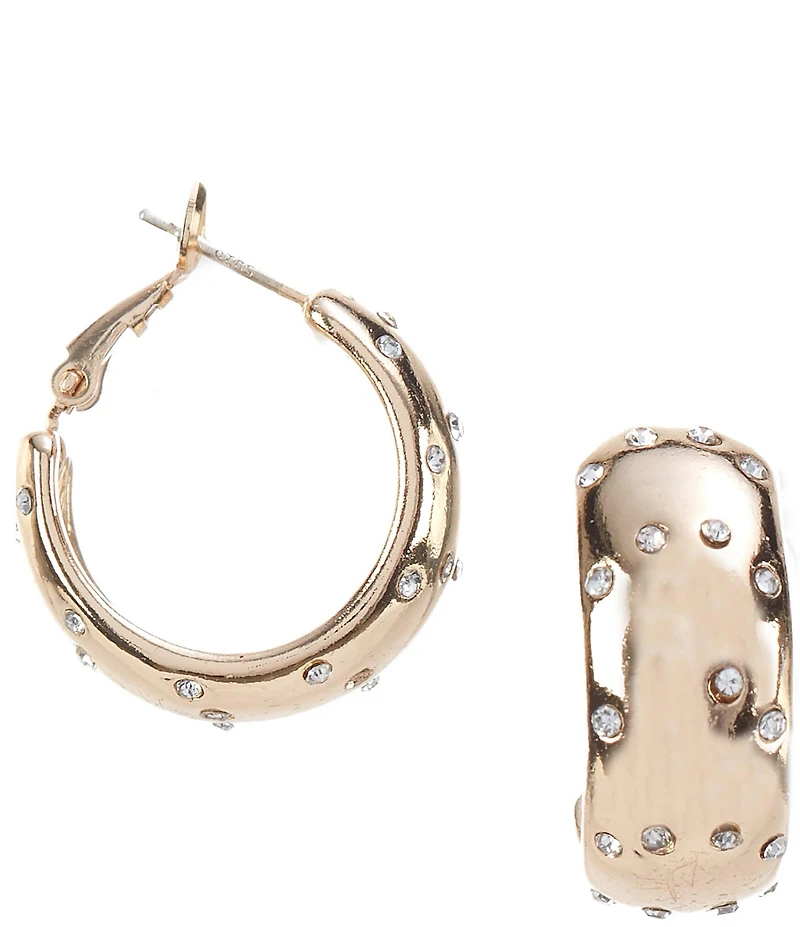 Dillard's Crystal Pave Small Clutchless Hoop Earrings