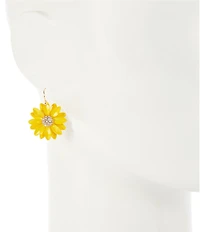 Dillard's Crystal Pave Yellow Daisy Drop Earrings