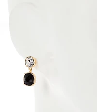 Dillard's Crystal Round Stud Jet Cushion Square Stone Drop Earrings