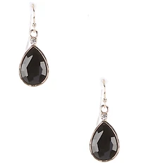 Dillard's Crystal Stone Faceted Jet Teardrop Drop Earrings