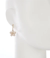 Dillard's Crystal Stone Pearl Cab Flower Drop Earrings