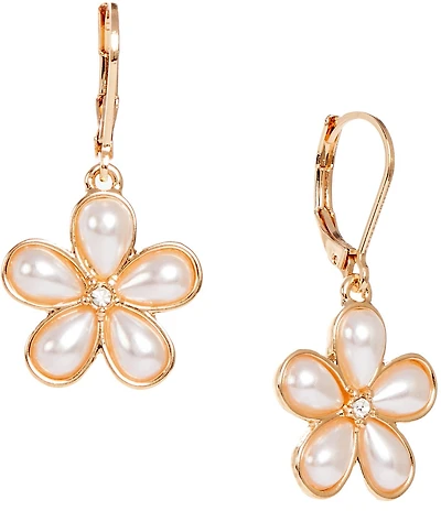 Dillard's Crystal Stone Pearl Flower Drop Earrings