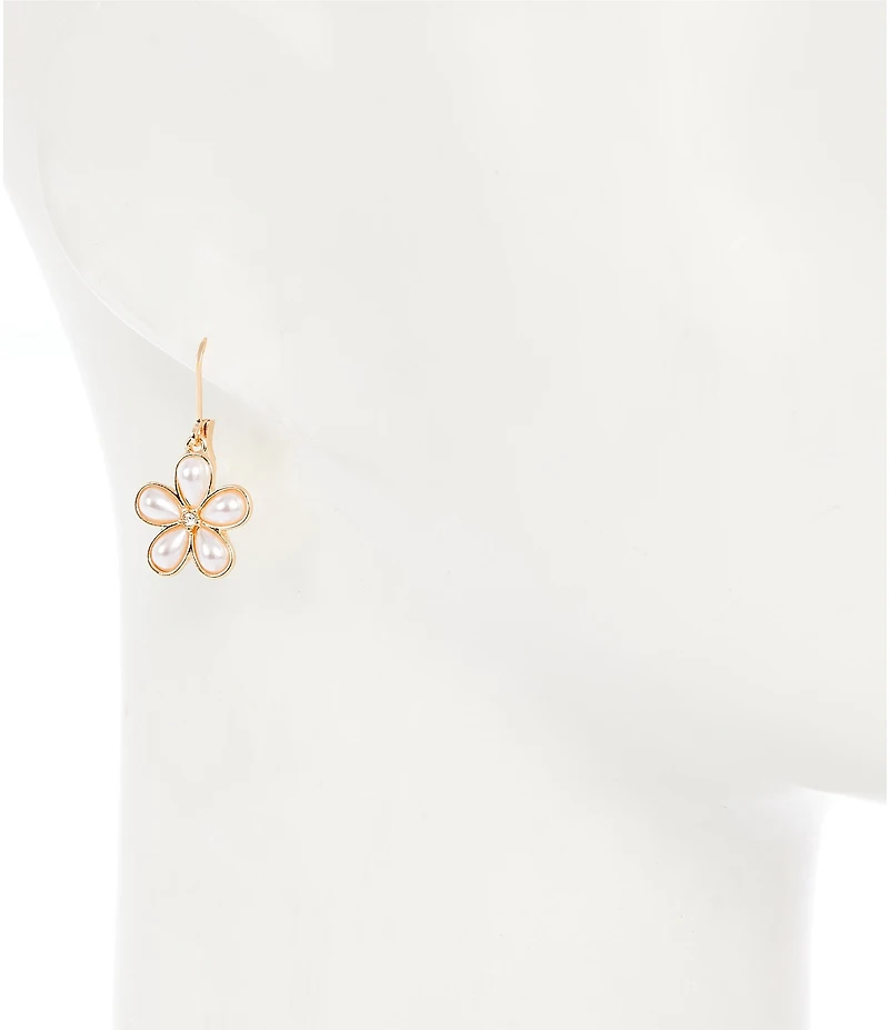 Dillard's Crystal Stone Pearl Flower Drop Earrings