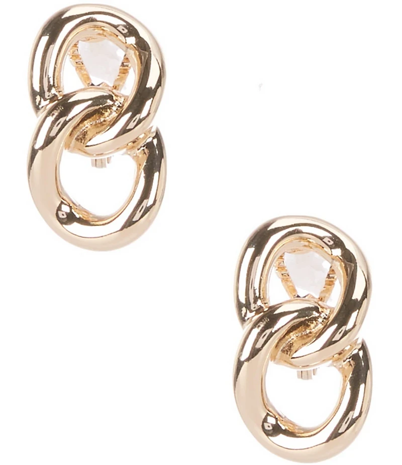 Dillard's Double Curb Chain Link Sculpted Clip-On Earrings