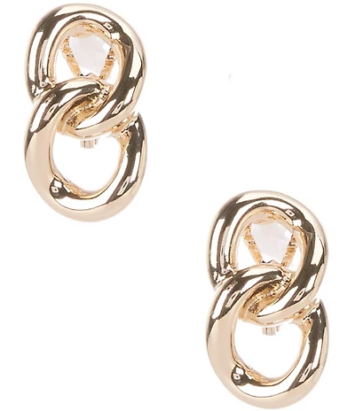 Dillard's Double Curb Chain Link Sculpted Clip-On Earrings