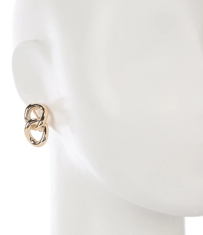 Dillard's Double Curb Chain Link Sculpted Clip-On Earrings