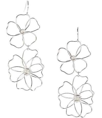 Dillard's Double Flowers Wire Drop Earrings