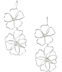 Dillard's Double Flowers Wire Drop Earrings