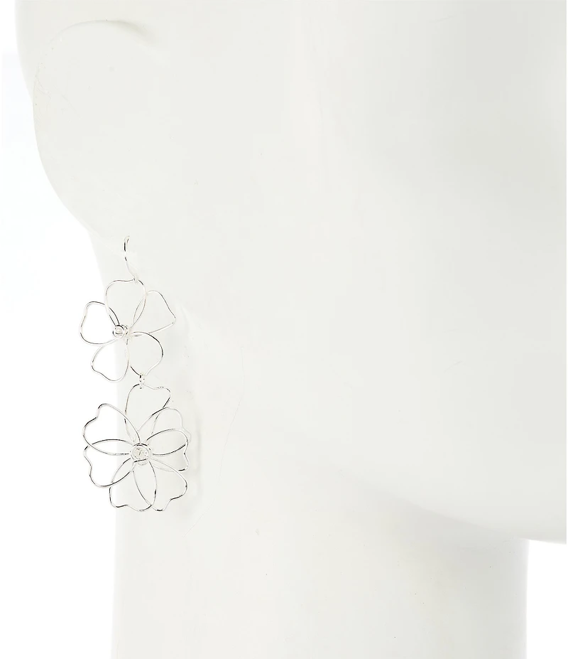 Dillard's Double Flowers Wire Drop Earrings