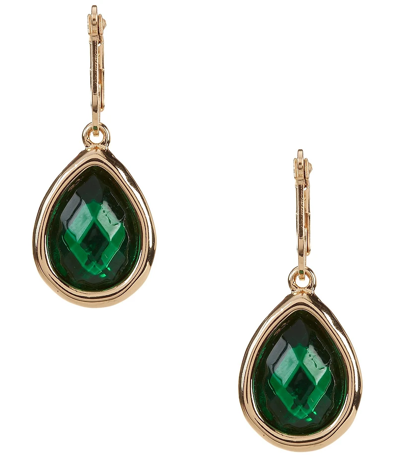 Dillard's Emerald Faceted Stone Teardrop Stone Drop Earrings