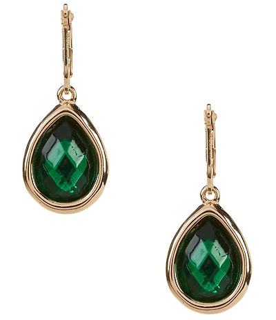 Dillard's Emerald Faceted Stone Teardrop Stone Drop Earrings