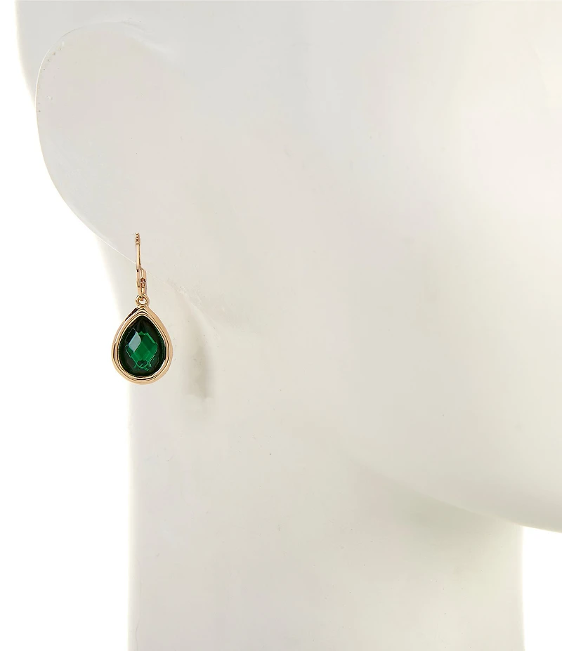 Dillard's Emerald Faceted Stone Teardrop Stone Drop Earrings