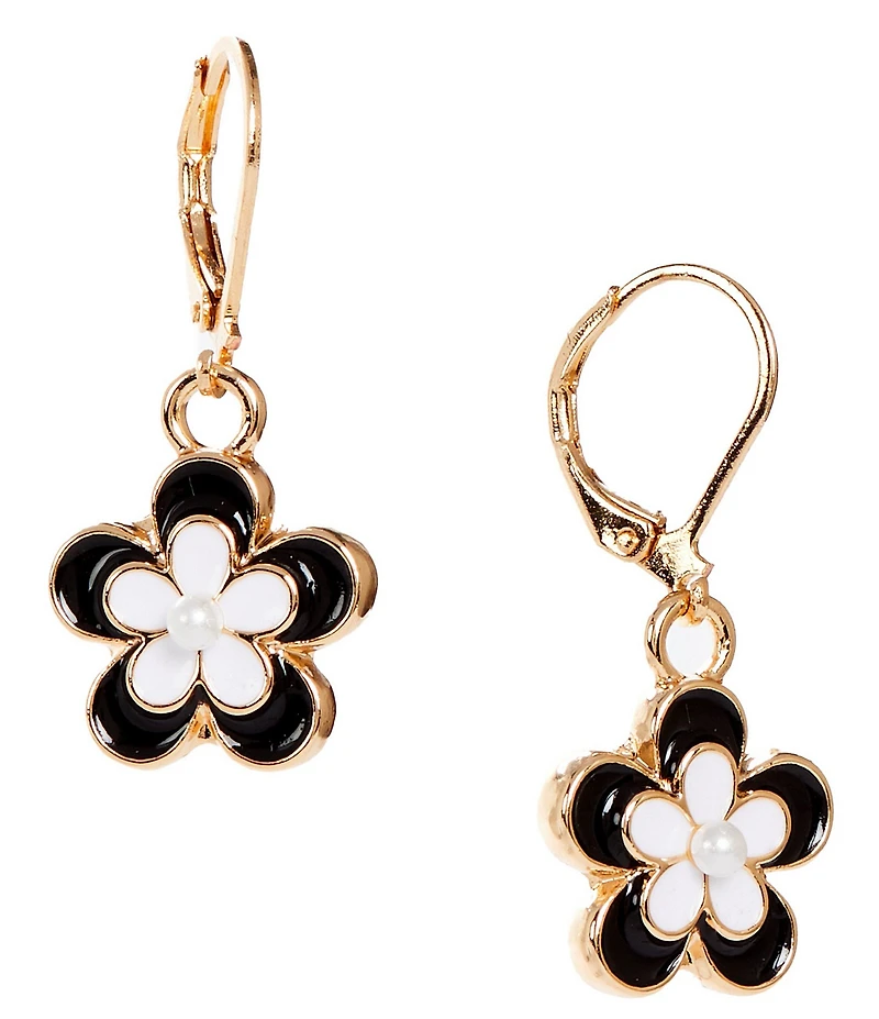 Dillard's Enamel Flower Pearl Drop Earrings