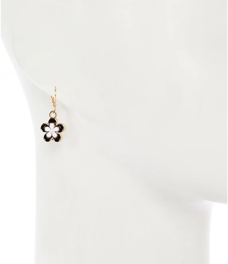 Dillard's Enamel Flower Pearl Drop Earrings