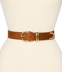 Dillard's Faux Suede Feathered Edge Stitch Belt