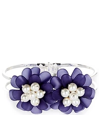 Dillard's Frosty Blue Flowers Statement Bangle Bracelet