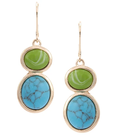 Dillard's Green & Turquoise Double Oval Drop Earrings