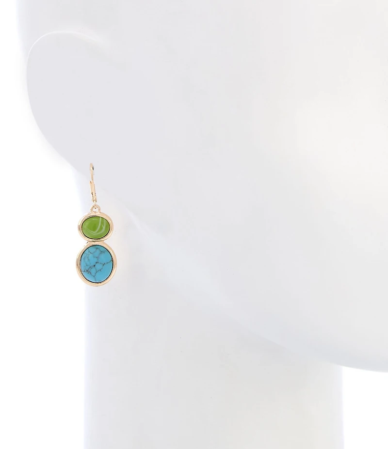 Dillard's Green & Turquoise Double Oval Drop Earrings