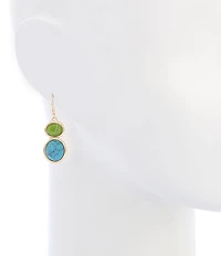 Dillard's Green & Turquoise Double Oval Drop Earrings