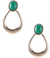 Dillard's Green Stone Open Teardrop Door Knocker Orbital Earrings