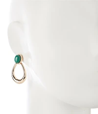 Dillard's Green Stone Open Teardrop Door Knocker Orbital Earrings