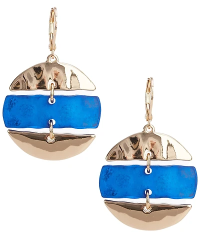 Dillard's Hammered Metal Frosted Blue Bead Drop Earrings