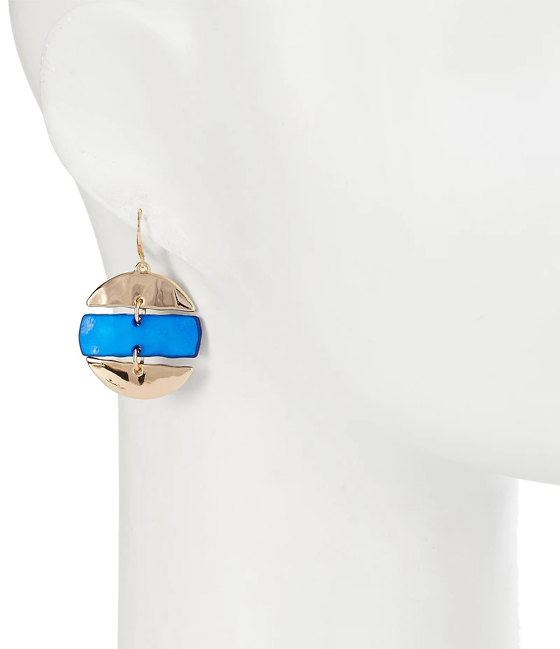 Dillard's Hammered Metal Frosted Blue Bead Drop Earrings